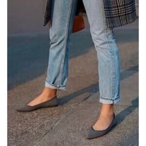 Rothys 7.5 Flats The Point Pointed Toe Cloud Grey Bird Eye Wash with stain